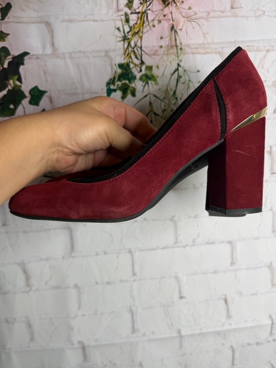 Tommy Hilfiger Shoes - Tommy Hilfiger Burgundy Heel Pumps with Gold Accent Design